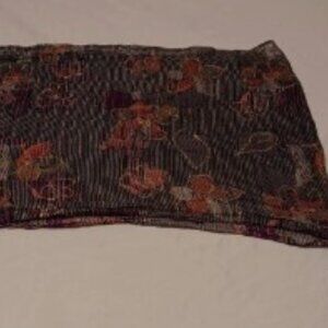 eoote Scarf 17x68 Fringed End Boho Vibe W/Abstract Floral Pattern Lightweight